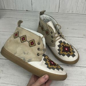 Anthropologie Laidback London Liam Chukka Leather Beaded Booties Womens 6.5